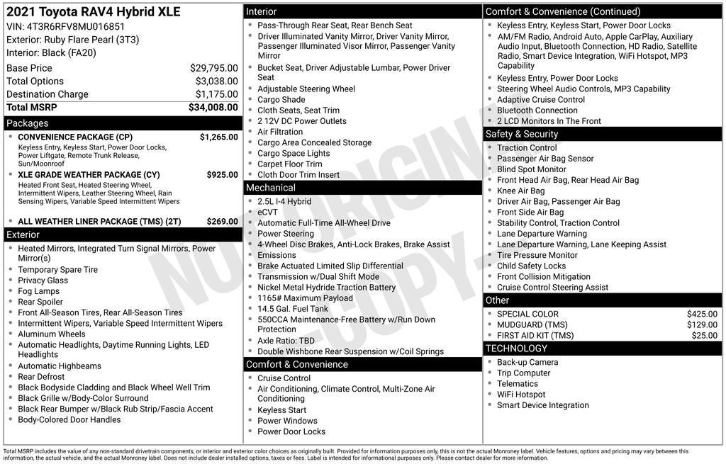 Used 2021 Toyota RAV4 XLE w/ Convenience Package AWD/4WD image 38