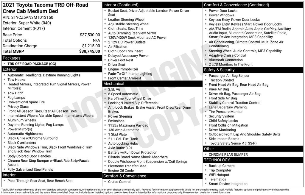 Used 2021 Toyota Tacoma TRD Off-Road image 43