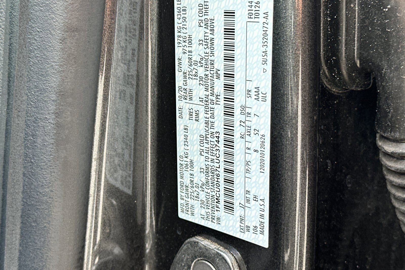 Certified 2020 Ford Escape SEL FWD image 34