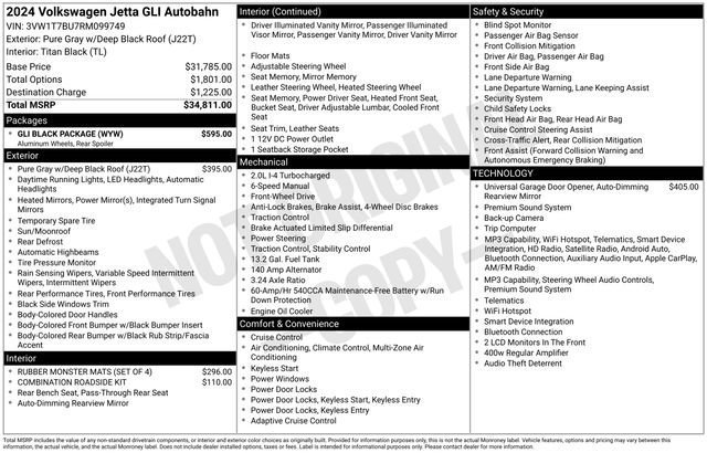 Used 2024 Volkswagen Jetta GLI Autobahn w/ GLI Black Package FWD image 4