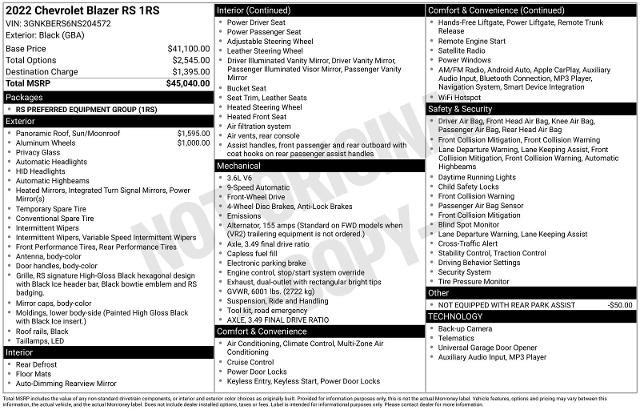 Used 2022 Chevrolet Blazer RS FWD image 15