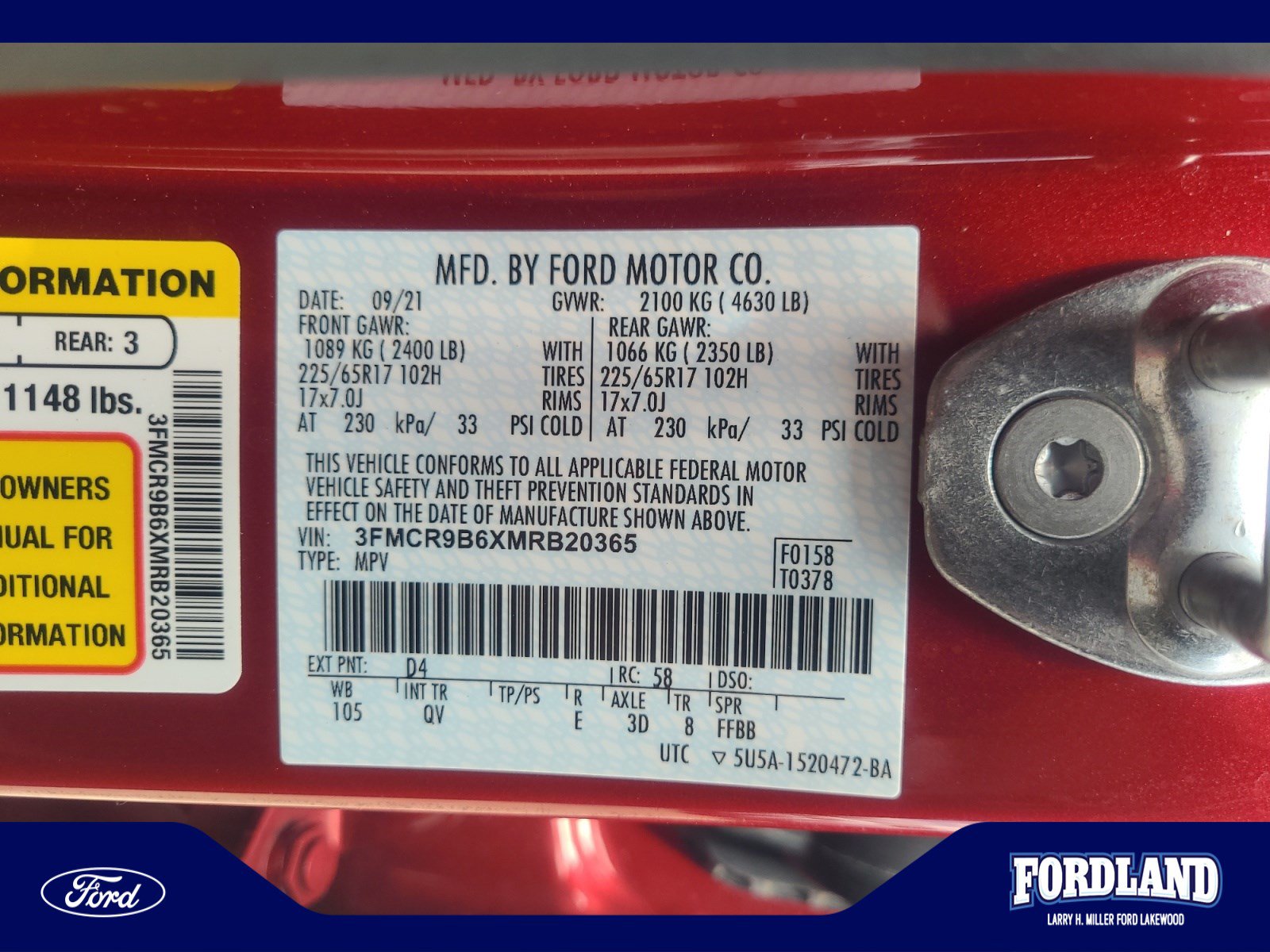 Certified 2021 Ford Bronco Sport Big Bend AWD/4WD image 25