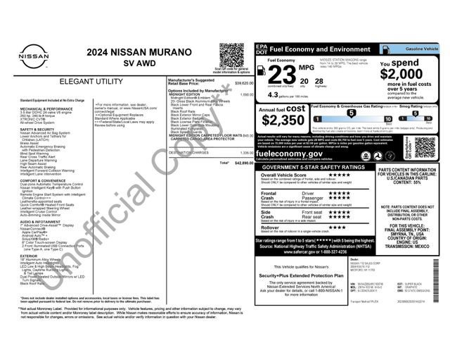 Used 2024 Nissan Murano SV w/ SV Midnight Edition Package image 10
