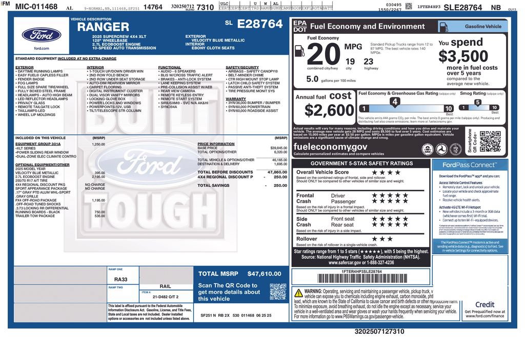 Certified 2025 Ford Ranger XLT w/ Equipment Group 301A High AWD/4WD image 26