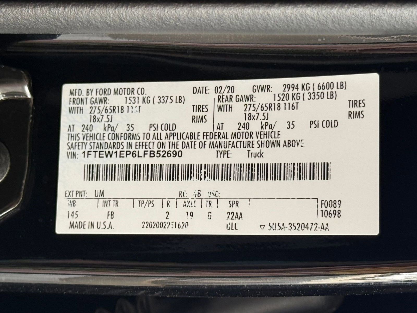 Certified 2020 Ford F150 XLT w/ Equipment Group 302A Luxury image 23