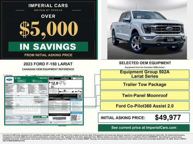 Certified 2023 Ford F150 Lariat w/ Equipment Group 502A High AWD/4WD image 3