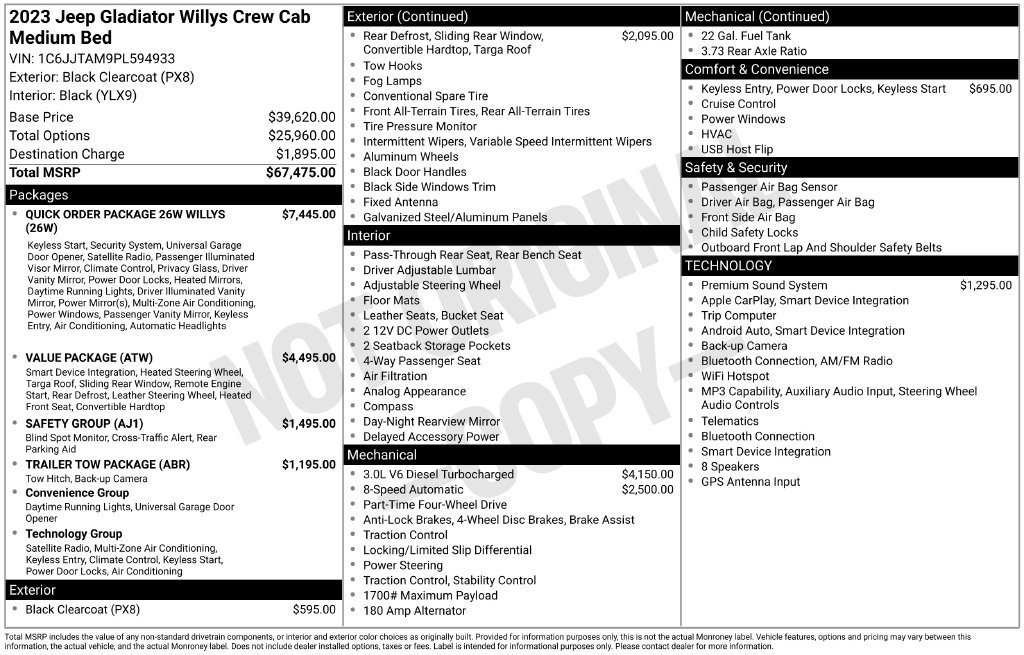 Used 2023 Jeep Gladiator Sport AWD/4WD image 3