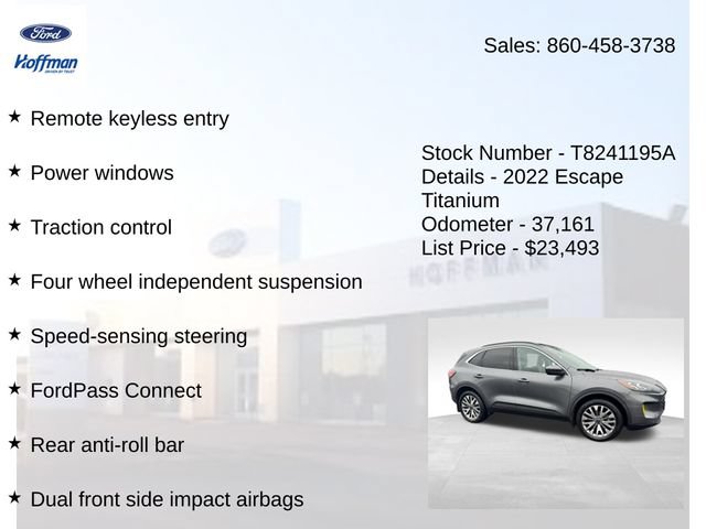 Certified 2022 Ford Escape Titanium w/ Class II Trailer Tow Package AWD/4WD image 15