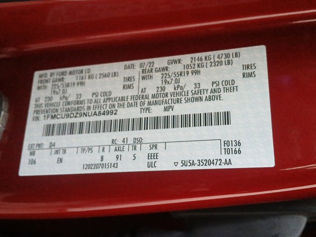 Certified 2022 Ford Escape Titanium w/ Class II Trailer Tow Package image 21