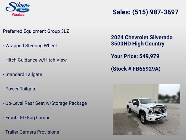 Used 2024 Chevrolet Silverado 3500 High Country w/ Technology Package AWD/4WD image 34