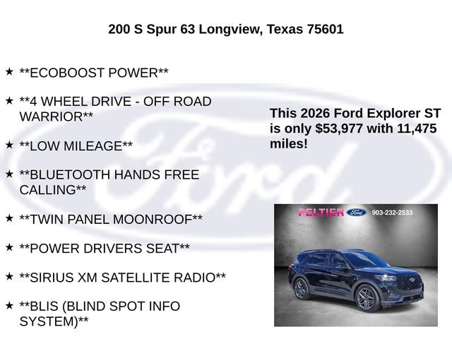 Certified 2026 Ford Explorer ST w/ Sun And Sound Package AWD/4WD image 20