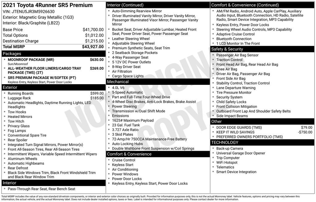 Used 2021 Toyota 4Runner SR5 Premium w/ Moonroof Package AWD/4WD image 9