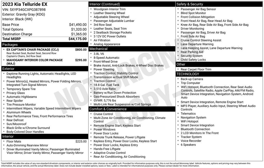 Used 2023 Kia Telluride EX w/ EX Captain's Chair Package FWD image 2