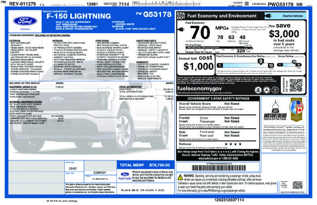Certified 2023 Ford F150 Lightning Lariat w/ Equipment Group 511A High AWD/4WD image 37