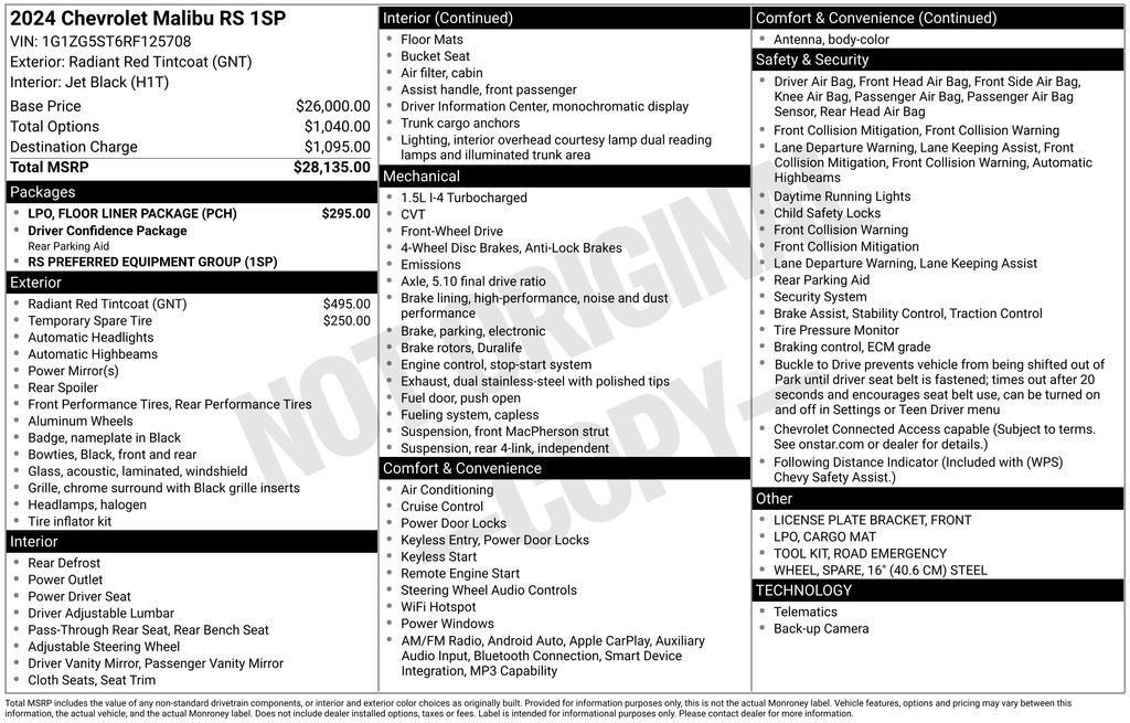 Used 2024 Chevrolet Malibu RS w/ LPO, Floor Liner Package image 31