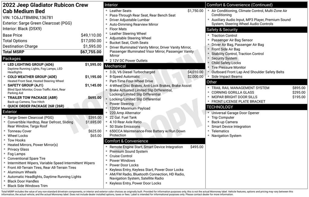 Used 2022 Jeep Gladiator Rubicon w/ LED Lighting Group image 3