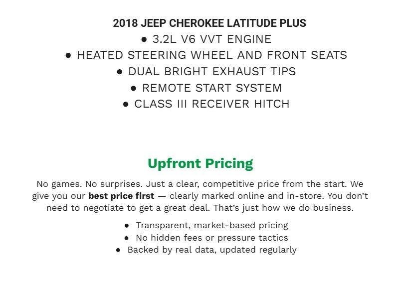 Used 2018 Jeep Cherokee Latitude Plus w/ Cold Weather Group AWD/4WD image 2