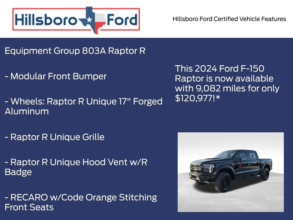 Certified 2024 Ford F150 Raptor w/ Equipment Group 803A Raptor R image 11