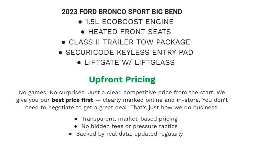 Certified 2023 Ford Bronco Sport Big Bend w/ Convenience Package image 2