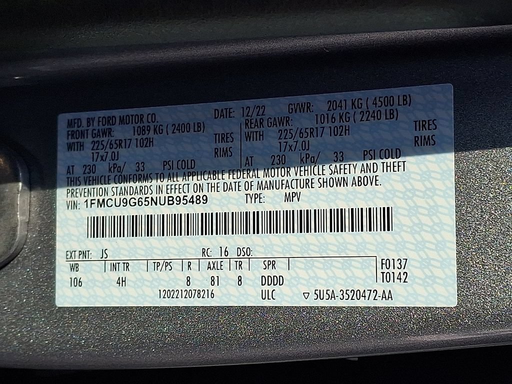 Certified 2022 Ford Escape SE w/ Convenience Package AWD/4WD image 28