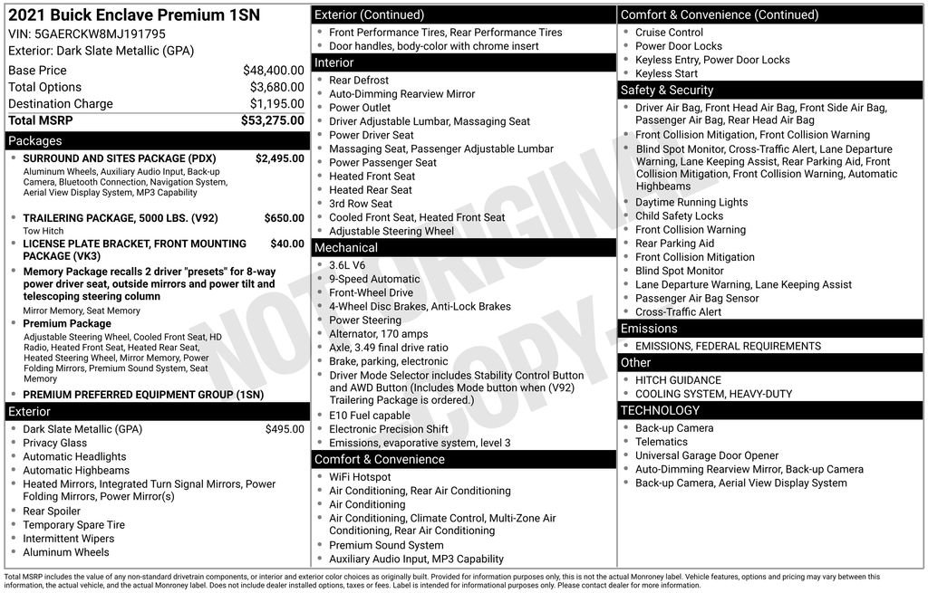 Used 2021 Buick Enclave Premium w/ Surround and Sites Package image 14