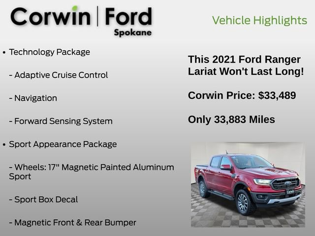 Certified 2021 Ford Ranger Lariat w/ Equipment Group 501A High image 17