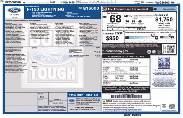 Certified 2022 Ford F150 Lightning Pro w/ Tow Technology Package AWD/4WD image 2