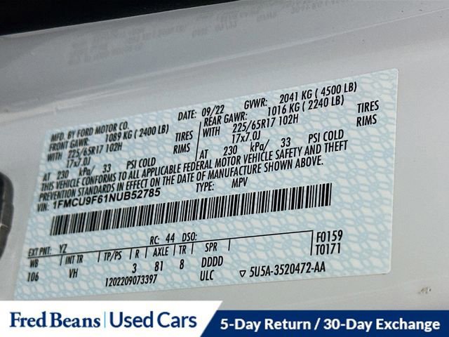 Certified 2022 Ford Escape S image 32