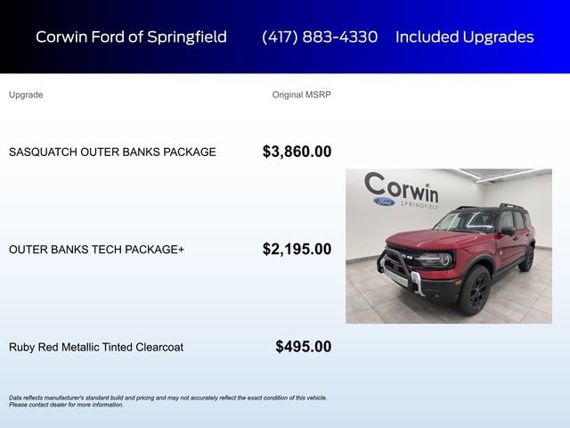 Certified 2026 Ford Bronco Sport Outer Banks w/ Sasquatch Outer Banks Package AWD/4WD image 5