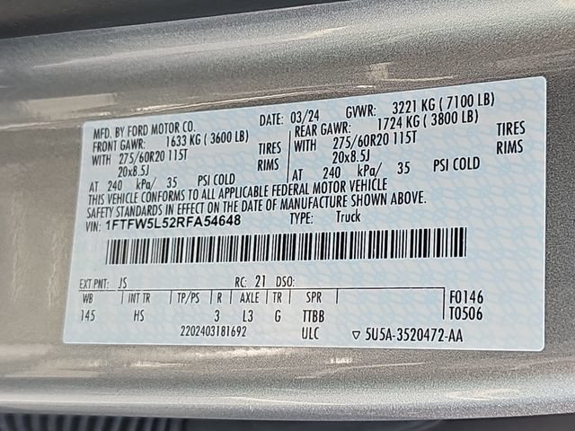 Certified 2024 Ford F150 Lariat w/ FX4 Off-Road Package AWD/4WD image 36