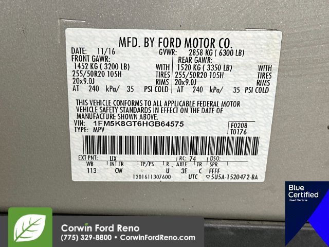 Certified 2017 Ford Explorer Sport w/ Equipment Group 401A AWD/4WD image 38