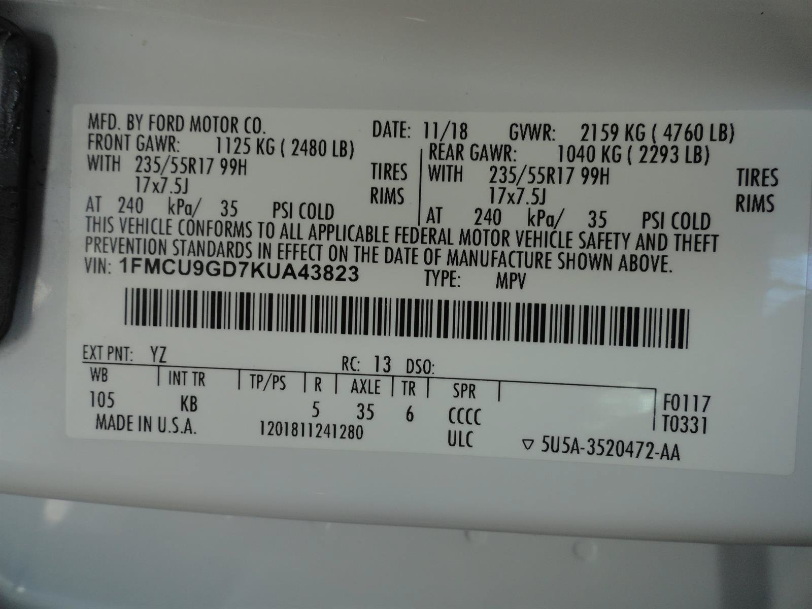 Certified 2019 Ford Escape SE AWD/4WD image 23