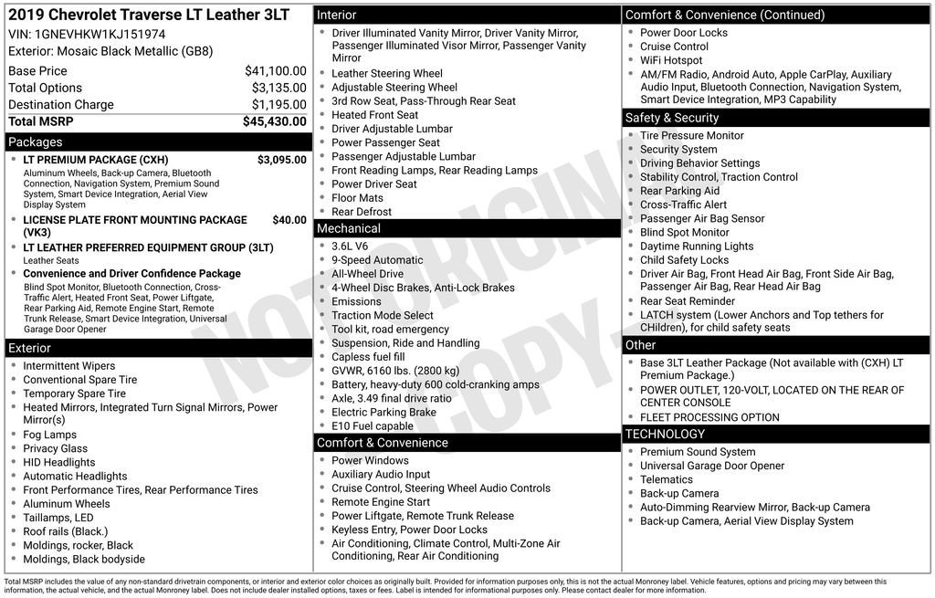 Used 2019 Chevrolet Traverse LT w/ LT Premium Package image 10
