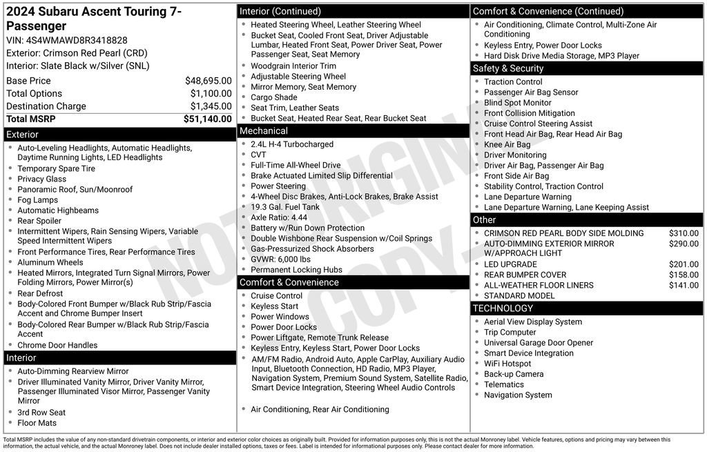 Used 2024 Subaru Ascent Touring image 53