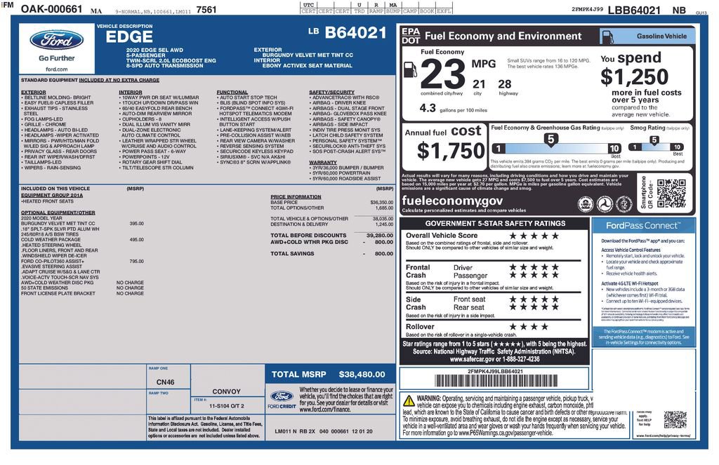 Certified 2020 Ford Edge SEL w/ Cold Weather Package AWD/4WD image 8