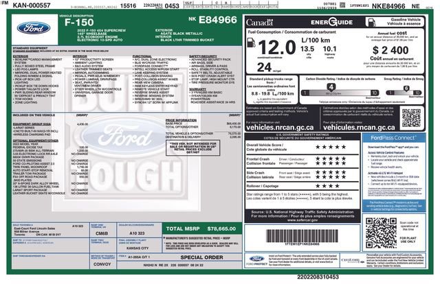 Certified 2022 Ford F150 Lariat w/ Equipment Group 502A High image 37
