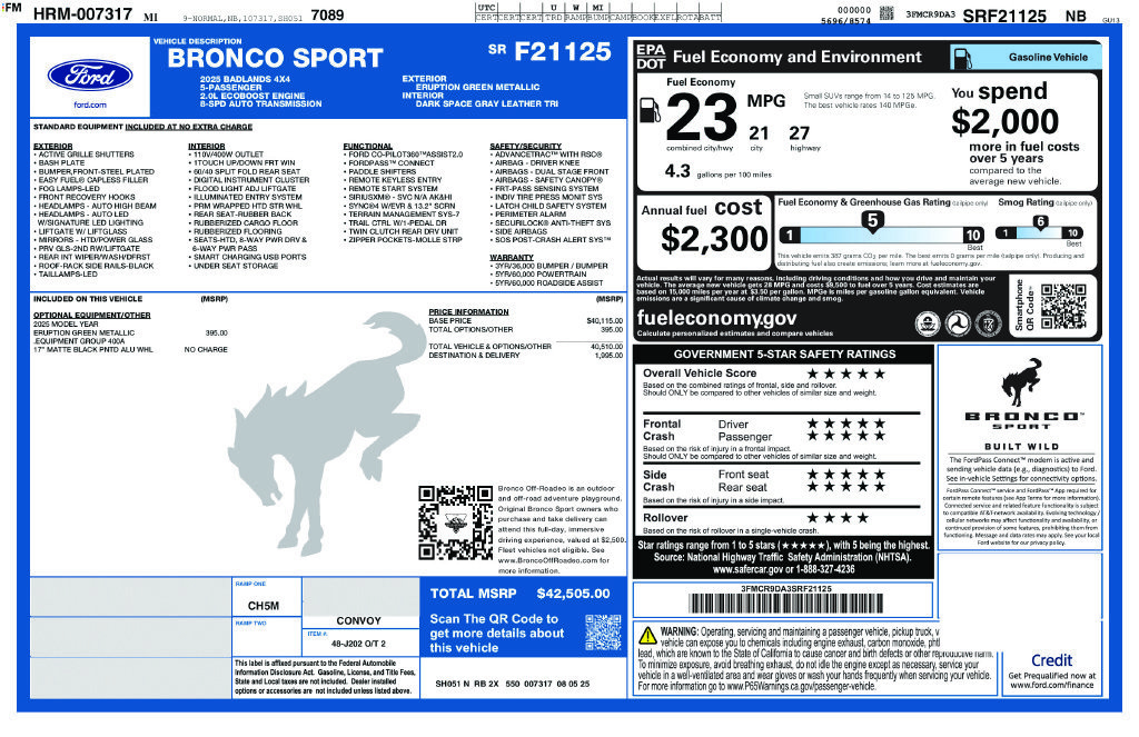Certified 2025 Ford Bronco Sport Badlands AWD/4WD image 36
