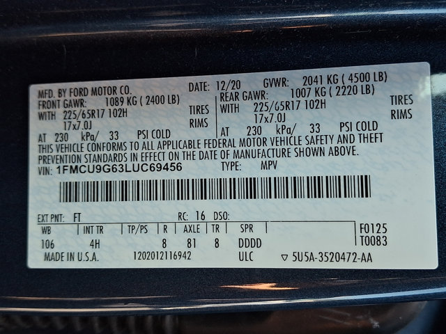Certified 2020 Ford Escape SE AWD/4WD image 27