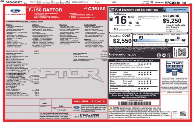 Certified 2021 Ford F150 Raptor w/ Equipment Group 801A High AWD/4WD image 39