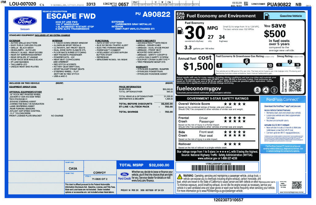 Certified 2023 Ford Escape ST-Line w/ Tech Pack #1 FWD image 3
