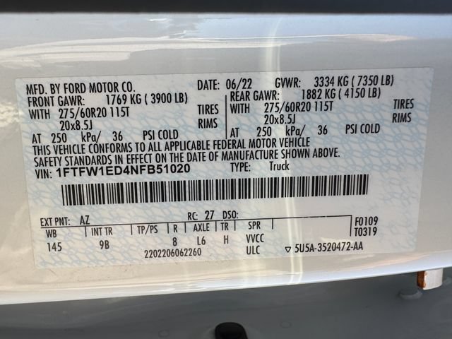 Certified 2022 Ford F150 Platinum w/ Equipment Group 701A High AWD/4WD image 32