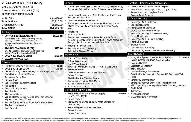 Used 2024 Lexus RX 350 FWD w/ Convenience Package image 6
