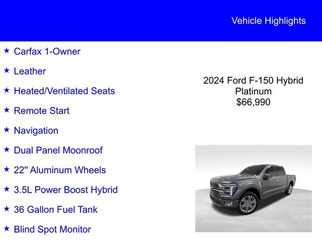 Certified 2024 Ford F150 Platinum w/ Equipment Group 703A Plus AWD/4WD image 2