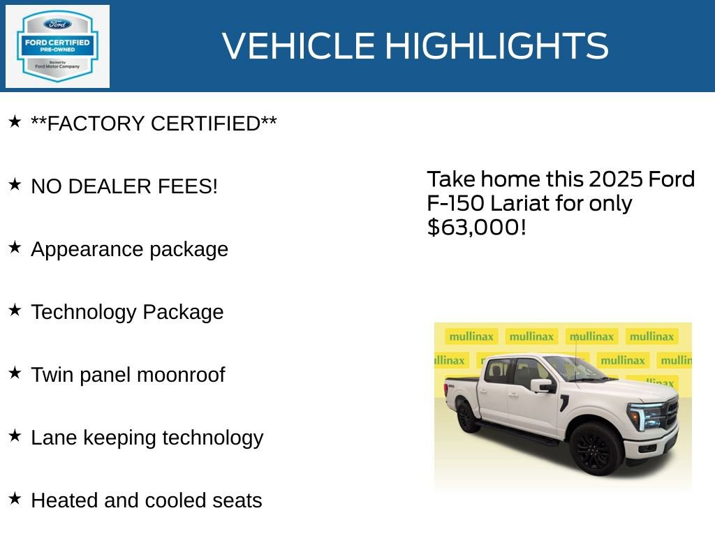 Certified 2025 Ford F150 Lariat w/ Equipment Group 502A High image 13
