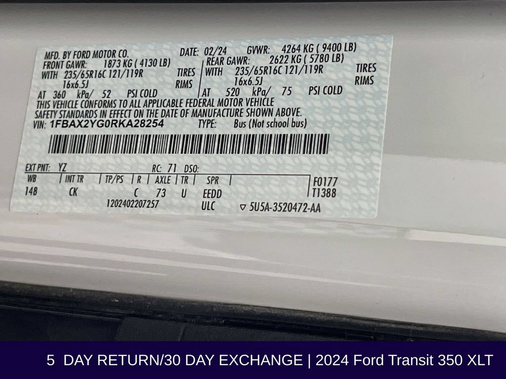 Certified 2024 Ford Transit 350 XLT RWD image 36