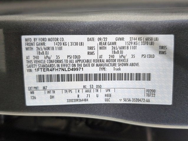Certified 2022 Ford Ranger Lariat w/ Equipment Group 501A High AWD/4WD image 10