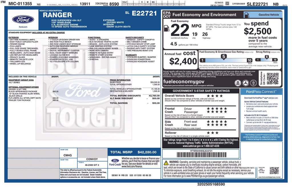 Certified 2025 Ford Ranger XLT w/ Black Appearance Package AWD/4WD image 37