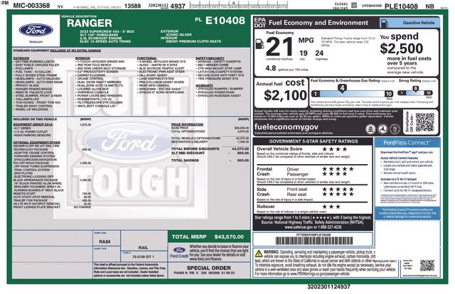 Certified 2023 Ford Ranger XLT w/ Equipment Group 301A Mid AWD/4WD image 35