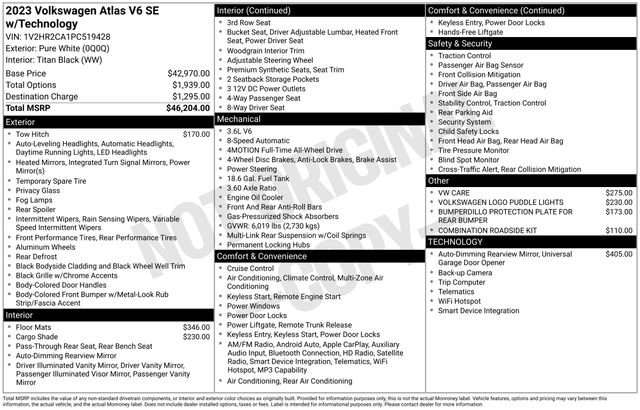 Used 2023 Volkswagen Atlas SE AWD/4WD image 3