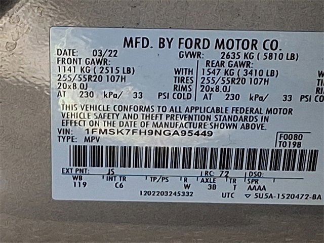 Certified 2022 Ford Explorer Limited w/ Equipment Group 301A image 31